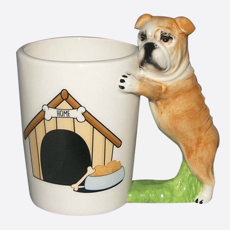 3d bulldog yellow dog cup