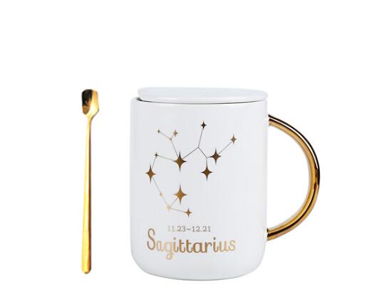 12 constellation roasted flower ceramic mug gift spoon